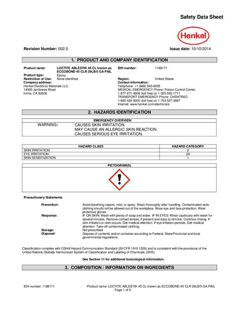 eccobond 45 clear datasheet